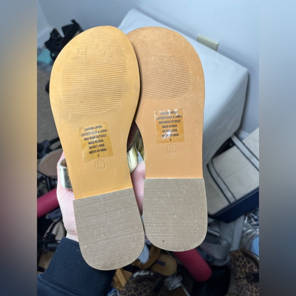 SEYCHELLES Rejuvenated Leather Gold Hearts Thong Flip Flop Sandal Size 8 - Picture 9 of 12